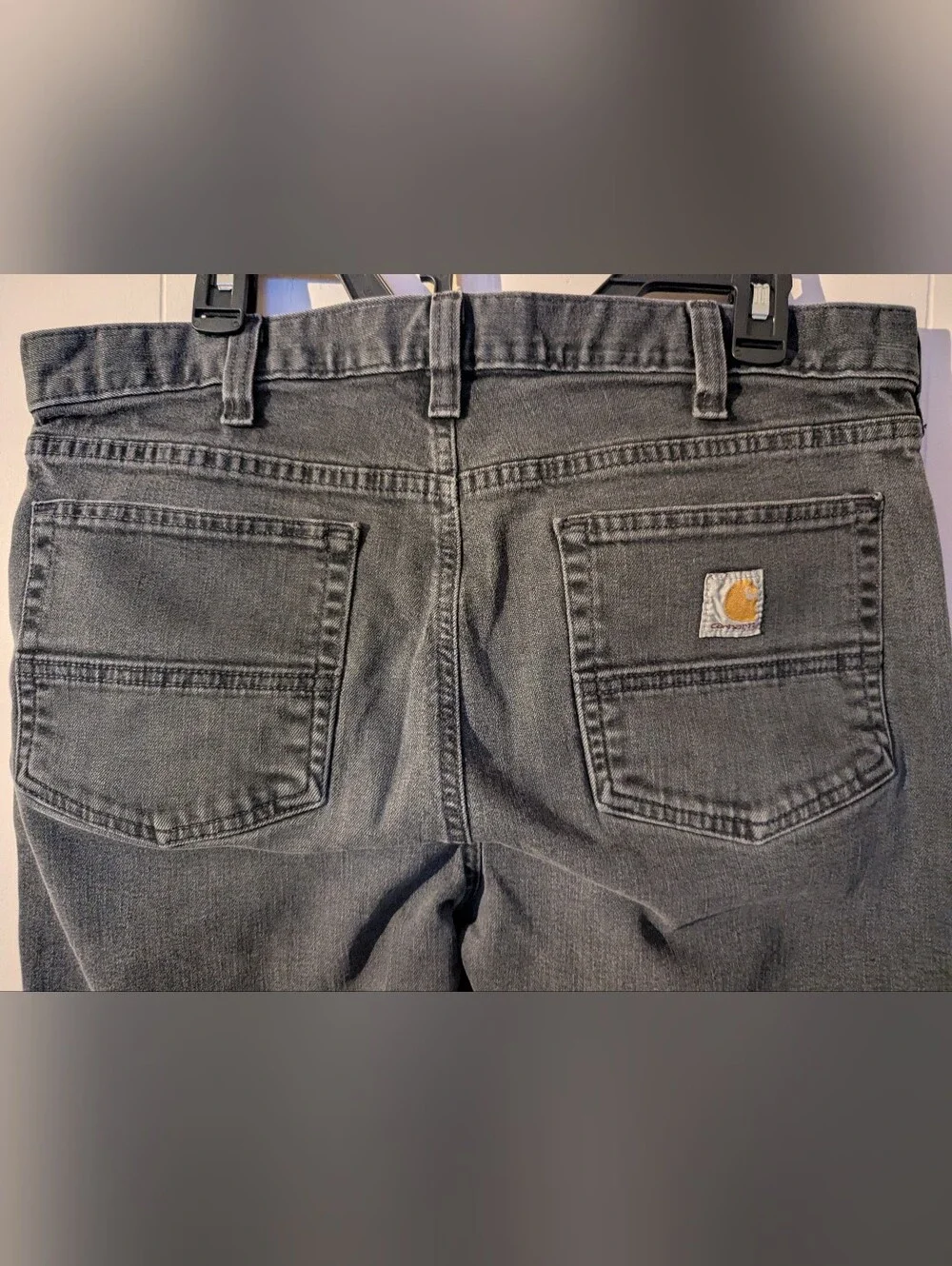 Carhartt Men’s Faded Black Relaxed Fit Jeans with Logo Patch Size 36 X 34